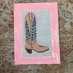 NEEDLEPOINT 18 mesh bluebonnet cowboy boot